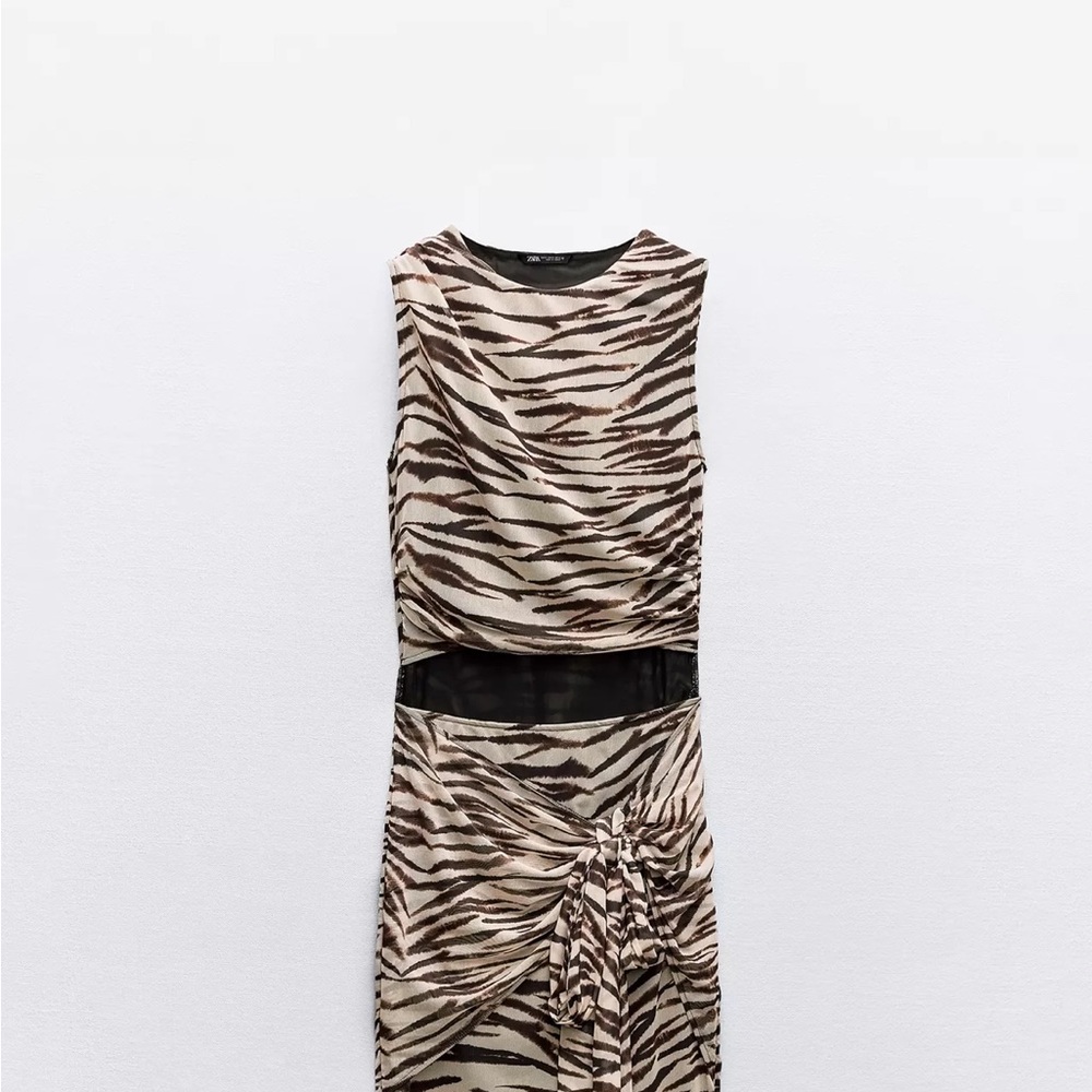 Zara Zebra Print Sleeveless cut out  Dress